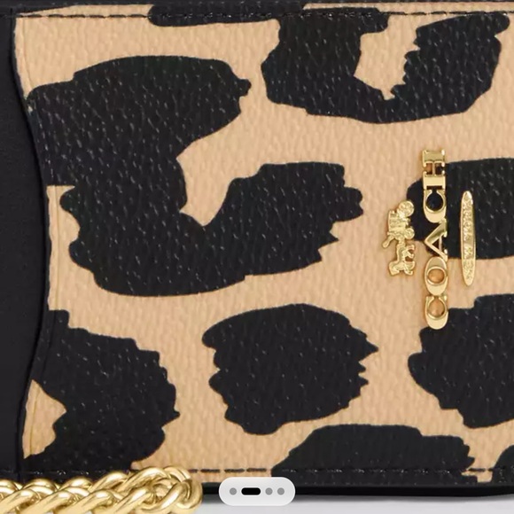 New Coach Zip Card Case With Leopard Print Style CW884 in Black & Tan - Picture 3 of 10